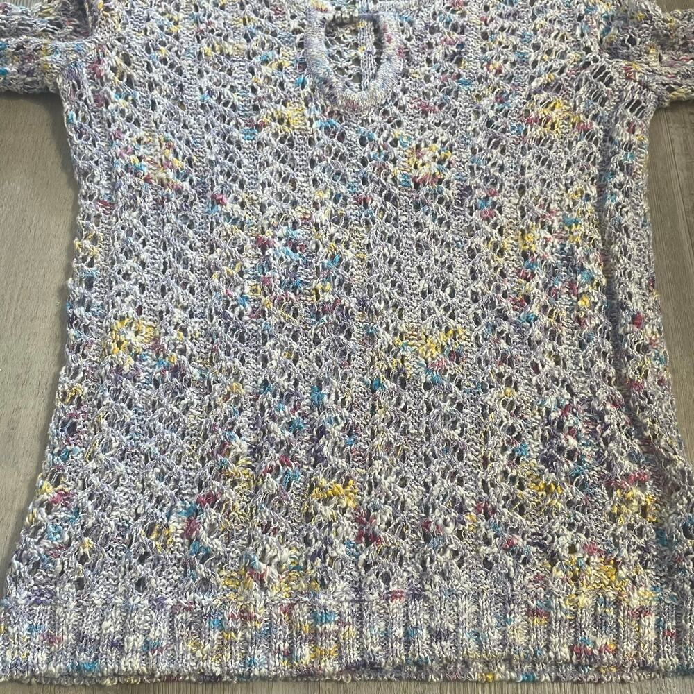 ST JOHN SPORT Multi-Season Blue Multi Open Knit Pullover Sweater PETITE - Picture 11 of 15
